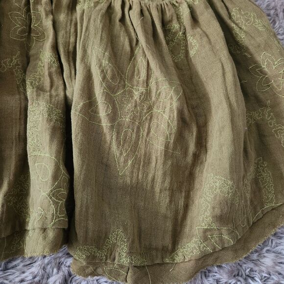 Free People Picking Petals Mini Dress Cardamom Seed Olive Green Women's Large - Picture 6 of 16